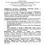 FEDERCACCIA CALABRIA. CHIARIMENTI DALLA REGIONE SULL’APERTURA AL 1° OTOBRE NELLE ZPS E ALCUNE ZSC